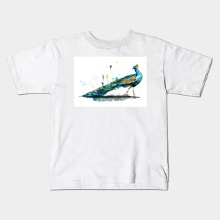 Colorful Peacock Drawing Kids T-Shirt